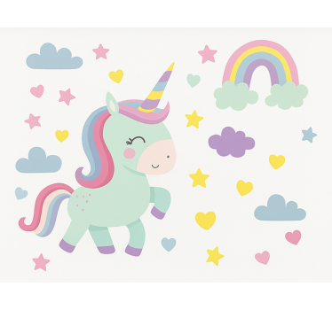 Fargerik enhjørningsdesign rullegardin barn - Tenstickers