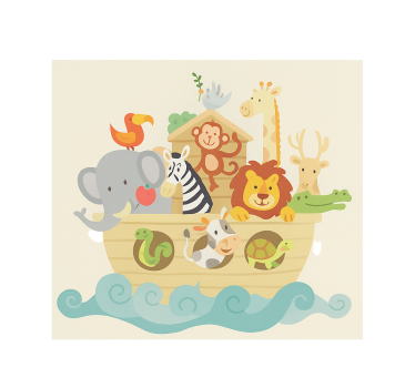 Rullegardin barn med design av noas ark - Tenstickers