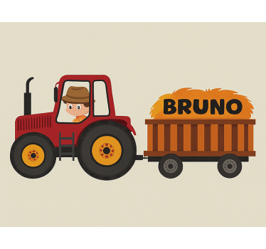 Traktordesign med navn rullegardin barn - Tenstickers
