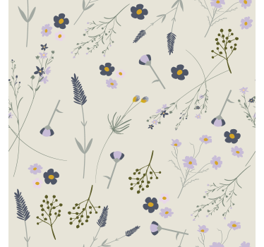 Rullegardin kjøkken lilla villblomst mønster - Tenstickers