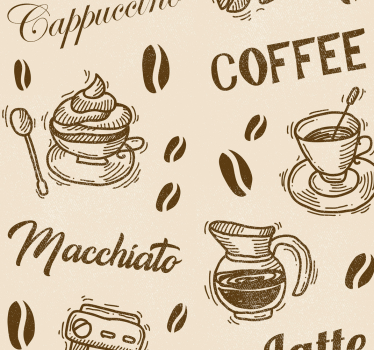 Rullegardin kjøkken kaffetyper design - Tenstickers