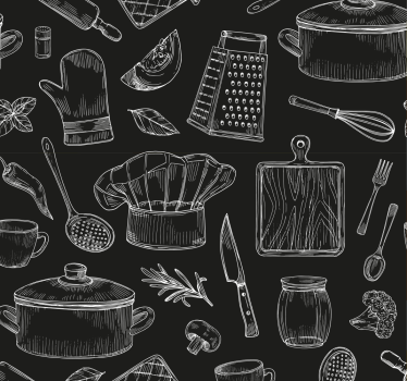 Rullegardin kjøkken med kjøkkenutensilskisser - Tenstickers