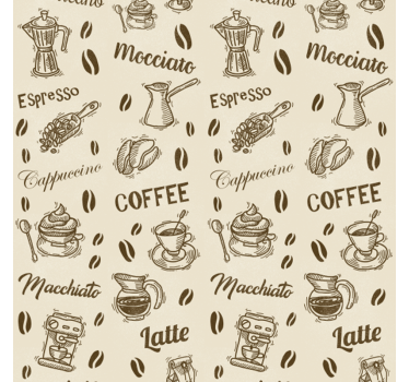 Rullegardin kjøkken 3d kaffemønster med navn - Tenstickers
