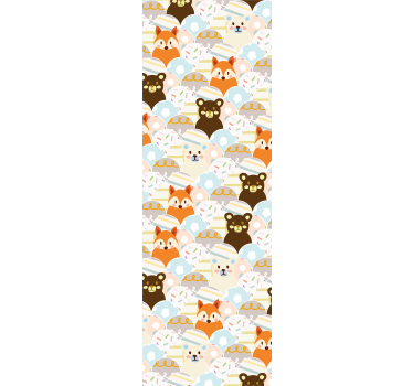 Rullegardin barn med patchwork bjørn og rev design - Tenstickers