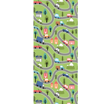 Rullegardin barn fargerik gate med racerbiler - Tenstickers