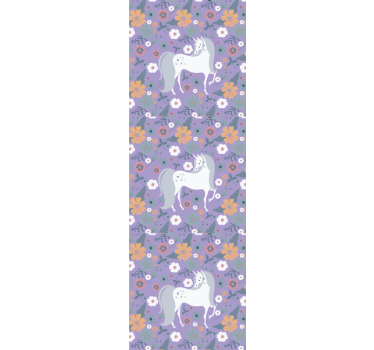 Rullegardin barn med kunstneriske enhorn og blomster - Tenstickers