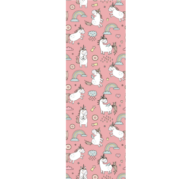 Rullegardin barn med rosa enhorn og regnbuer - Tenstickers
