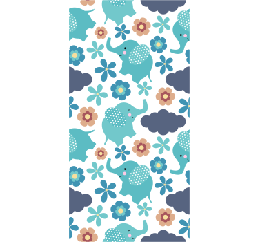 Rullegardin barn elefanter og blomster - Tenstickers