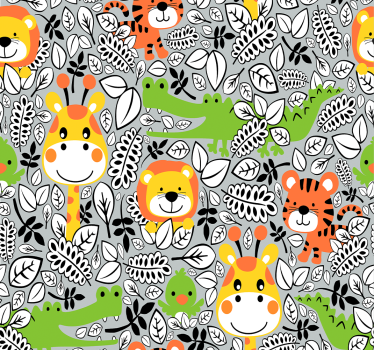 Rullegardin barn junglevenner grå - Tenstickers