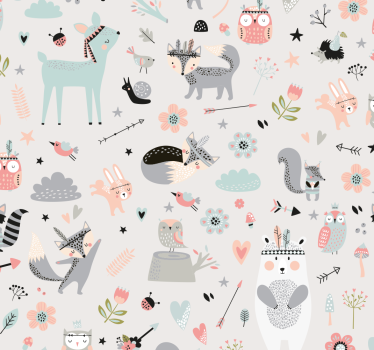 Rullegardin barn nordisk stil rosa skog - Tenstickers