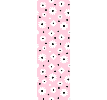 Rullegardin barn rosa svarte prikker blomster mønster - Tenstickers