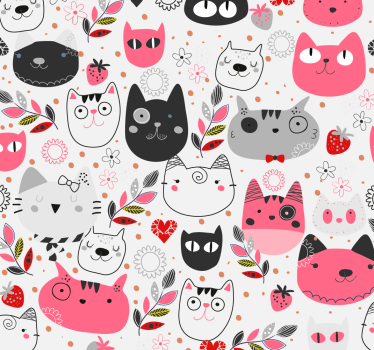 Rullegardin barn med illustrerte katter - Tenstickers