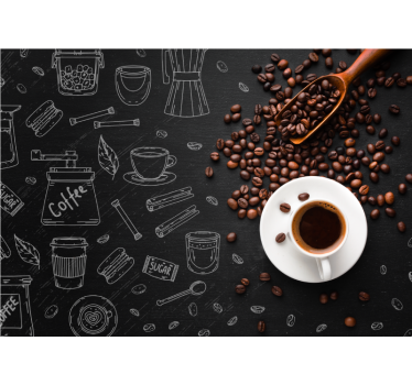 Kaffebønner og kruseduller rullegardin kjøkken - Tenstickers