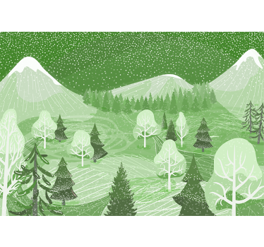 Rullegardin kjøkken grønn vintage skog - Tenstickers