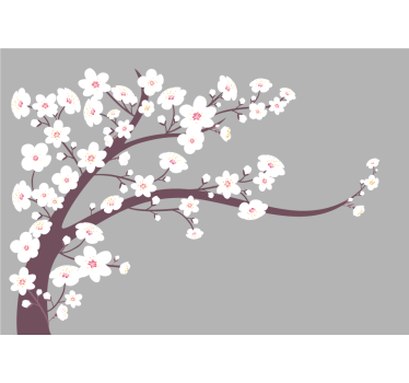 Rullegardin kjøkken hvite blomster på grå bakgrunn - Tenstickers