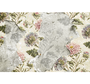 Rullegardin kjøkken med vintage blomster på beige - Tenstickers