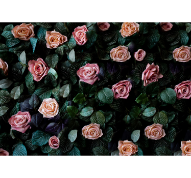 Rullegardin kjøkken i rosa korallroser - Tenstickers