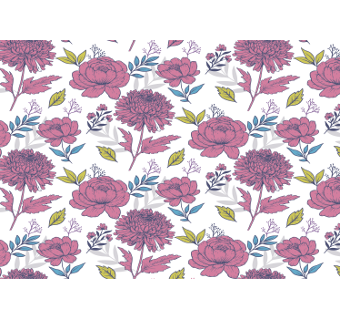 Rullegardin kjøkken store flerfargede blomster - Tenstickers