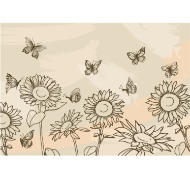 Rullegardin kjøkken solblomster og sommerfugler beige - Tenstickers