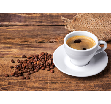 Rullegardin kjøkken kaffe på et trebord - Tenstickers