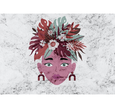Hvit rullegardin moderne design kvinne og blomster - Tenstickers