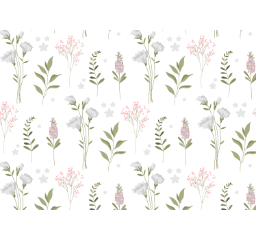 Hvit rullegardin med minimalistisk blomsterdesign - Tenstickers