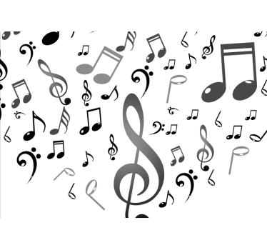 Hvit rullegardin med musikknoter - Tenstickers