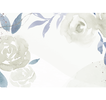 Hvit rullegardin med blomsterdekorativ illustrasjon - Tenstickers