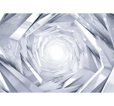 Hvit rullegardin abstrakt geometrisk tunnel - Tenstickers
