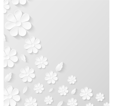 Hvit rullegardin med papirblomsterbakgrunn - Tenstickers