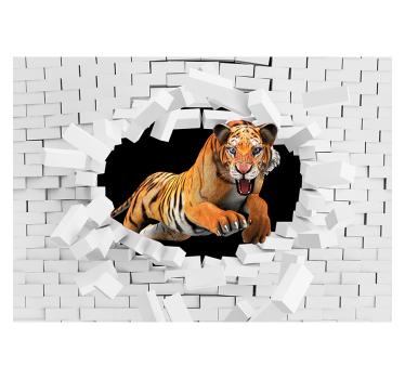 Hvit rullegardin 3d tiger - Tenstickers