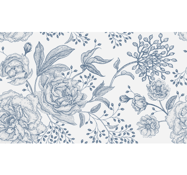 Hvit rullegardin med retro blomsterdesign - Tenstickers
