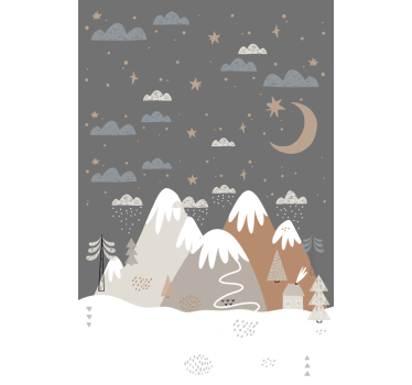 Fjell nordisk rullegardin - Tenstickers