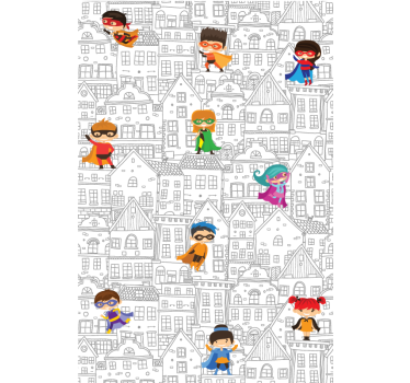 Superhelter i byen superhelt rullegardin - Tenstickers