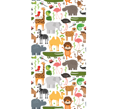 Flerfarget dyr barne rullegardin - Tenstickers