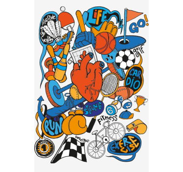 Collage kunstnerisk sport rullegardin - Tenstickers