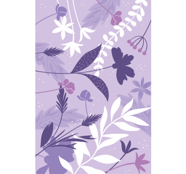 Lilla blomstermønster blomstergardin - Tenstickers