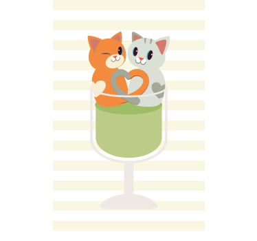 Nydelige katter som drikker en cocktail barn rullegardin - Tenstickers