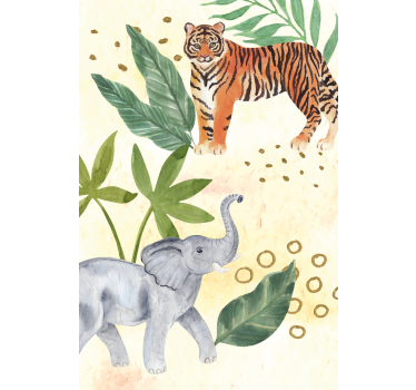 Akvarell safari dyr dyr rullegardin - Tenstickers