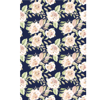 Vintage mønster på blå bakgrunn blomster rullegardin - Tenstickers