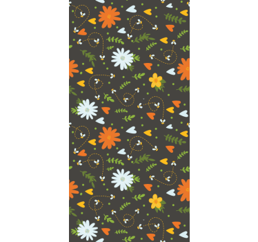 Vårens fargerike mønster blomster rullegardin - Tenstickers