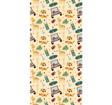Eventyr med safari-tema rullegardin barn - Tenstickers