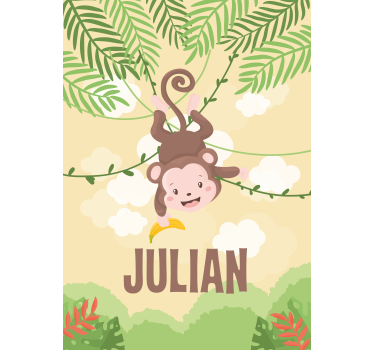 Liten ape på gren barn rullegardin - Tenstickers