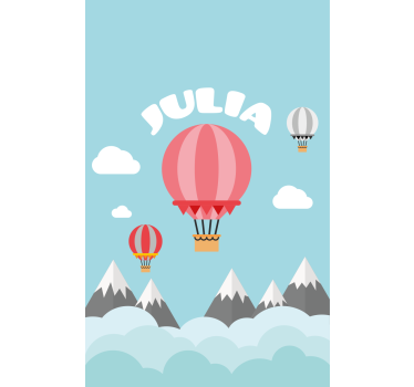 Varmluftsballonger med navn rullegardin barn - Tenstickers