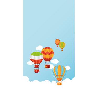 Fargerike ballonger som flyr på himmelen tegning rullegardin - Tenstickers