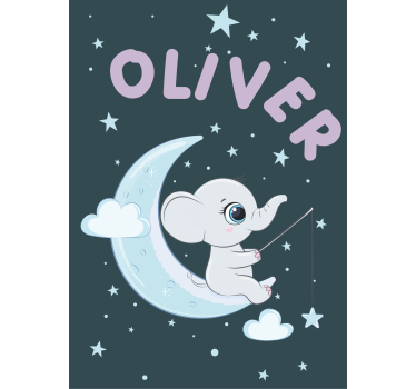 Elefant og stjerner personlig rullegardin - Tenstickers