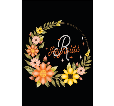 Elegant initial og navn rullegardin blomster - Tenstickers