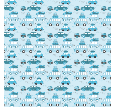 Blue city vehicles nordic style barn rullegardin - Tenstickers