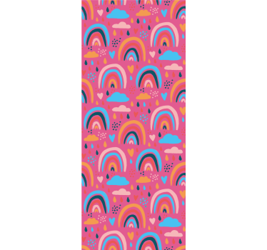 Minimalistiske regnbuer med rosa bakgrunn barn rullegardin - Tenstickers