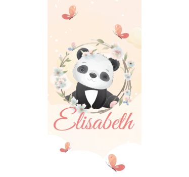 Søte dyr panda med navn barn rullegardin - Tenstickers